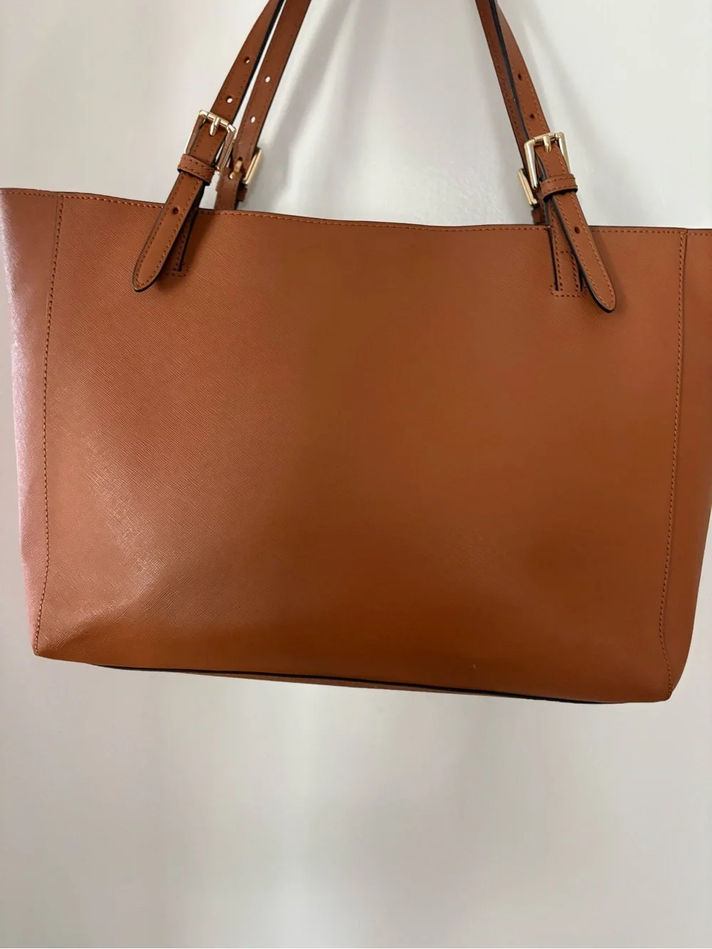 Tory Burch Cognac Leather Tote with Gold Logo